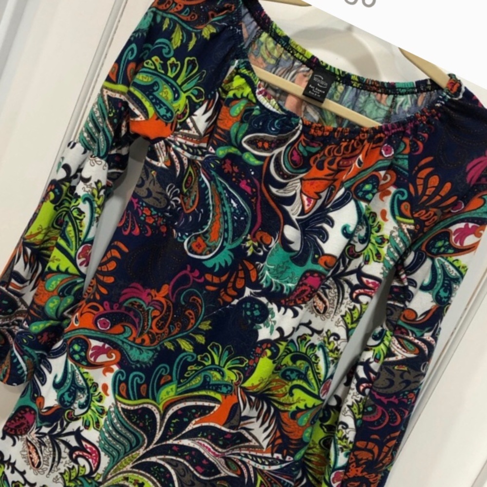 Paisley boho stretchy lightweight sweater tunic
